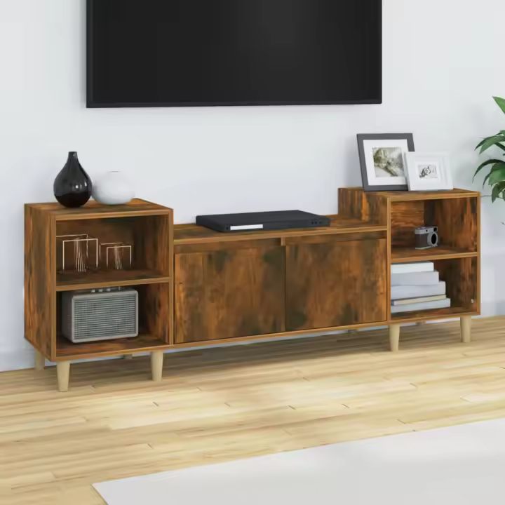 vidaXL Mueble para TV madera contrachapada roble ahumado 160x35x55 cm - 1