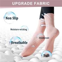 4 Pares De Calcetines De Yoga Para Mujer Color Sólido Antideslizante Para Pilates Y Baile Ballet Altura Media Algodón Polyester - details 1