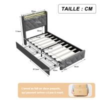 Cama individual 90×200 cm con cabecero acolchado, iluminación LED RGB, puerto USB y Type‑C, 2 cajones de almacenamiento móvile - details 0