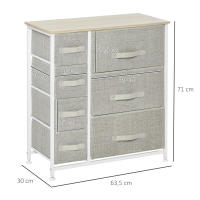 HOMCOM Cómoda con 7 Cajones de Tela, Cómoda para Dormitorio, Marco de Acero, Cajonera para Salón, Oficina, Vestidor, Gris - details 2