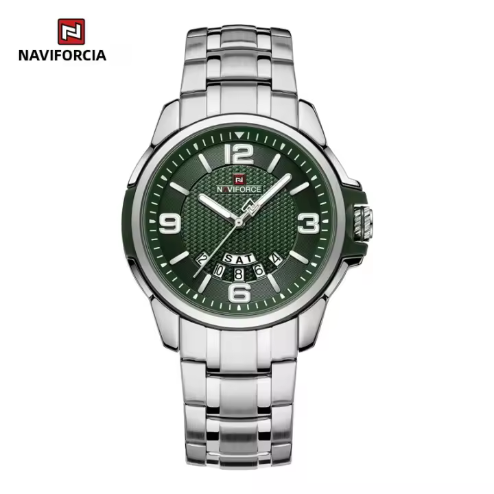 Reloj De Cuarzo Para Hombre NAVIFORCE Casual Resistente Al Agua Con Manos Luminosas Reloj De Pulsera De Acero Inoxidable Para Negocios Y Uso Diario - 1