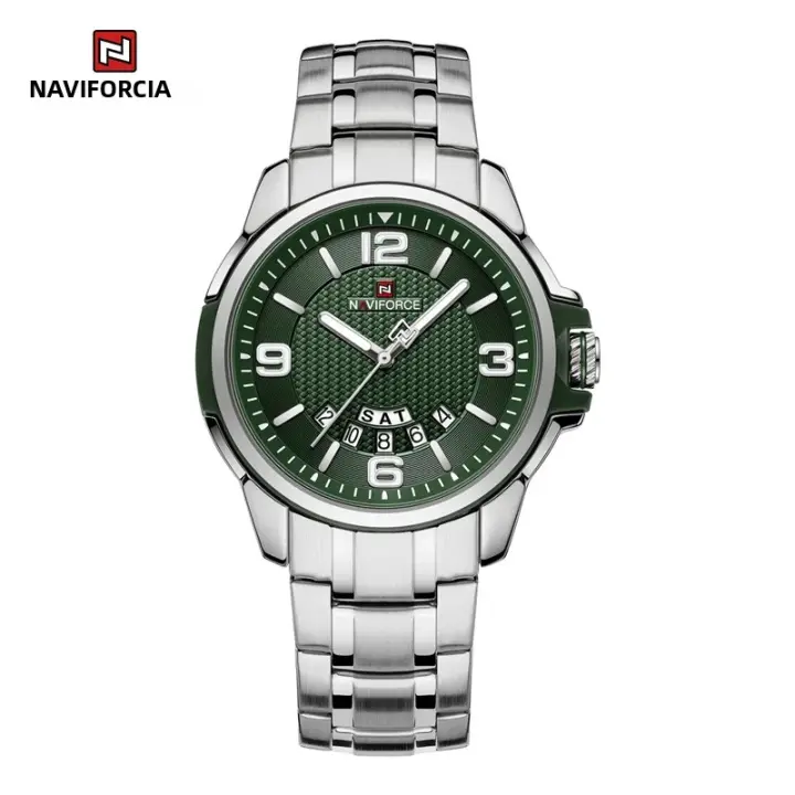 Reloj De Cuarzo Para Hombre NAVIFORCE Casual Resistente Al Agua Con Manos Luminosas Reloj De Pulsera De Acero Inoxidable Para Negocios Y Uso Diario - 1