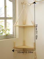 Estante Flotante De Madera En Esquina Bohemia Estilo Pastoral Con Macramé Hecho a Mano Para Decoración Del Hogar Y Sala De Estar Múltiples Capas Disponibles - details 2