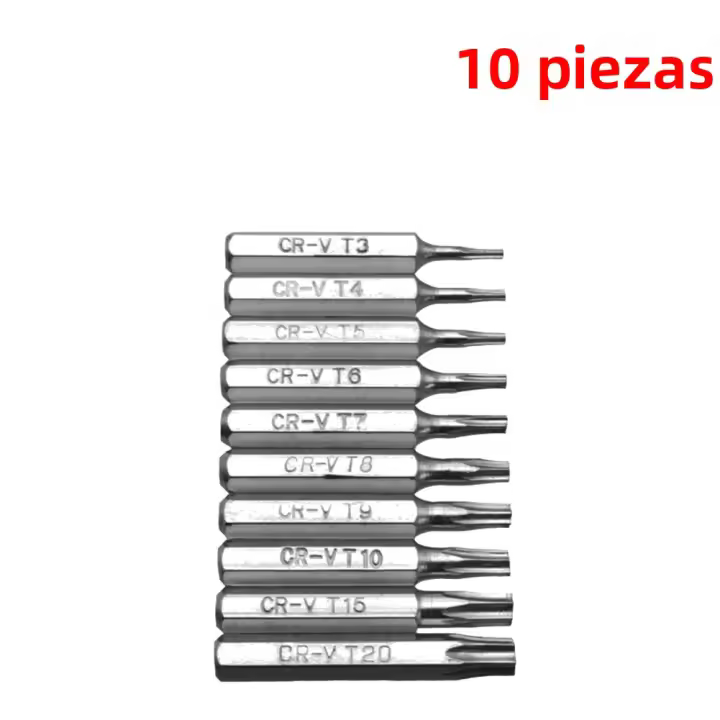 Juego De Puntas De Destornillador Torx CR-V 4mm T3 T4 T5 T7 T8 T9 T10 T15 T20 Para Reparación De Móviles Y Plum Blossoms Herramienta De Reparación - 1