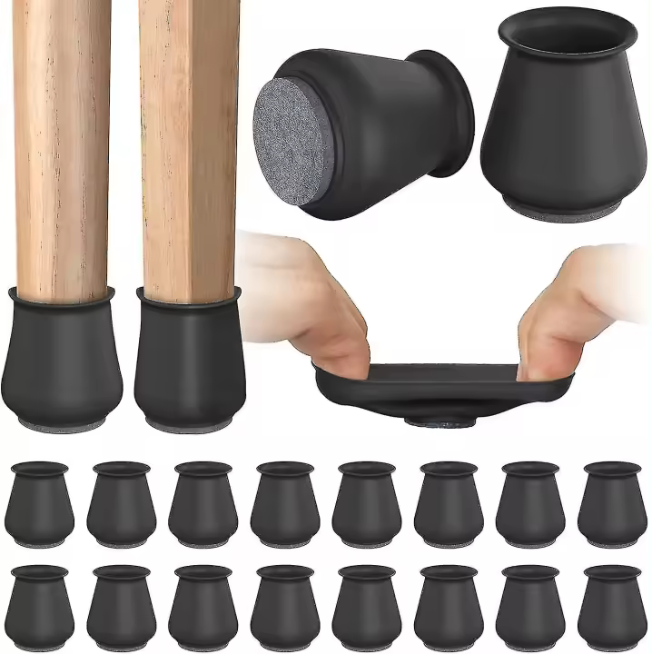 16pcs Chair Leg Floor Protectors, Silicone Covers To Protect Floors Felt Bottom Furniture Non Slip Protector Pads Caps - 1