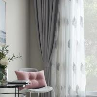Cortina Moderna Bordada De Tulle Blanca Transparente Para Sala De Estar Balcon Y Dormitorio Con Diseño De Árbol Ventilador De Cortina De Ventana De Tela Poliéster 100% Instalación En Techo - details 0