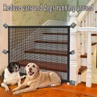 Valla Para Perros Con 4 Gancho Protección De Barriada Para Mascotas Malla Transpirable Plegable Sin Perforar Negro Valla De Seguridad Para Gatos - details 4