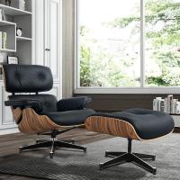 EU Stock TY307 Classic Recliner Light Acid Branch Armchair Black Cowhide Black Big Head Foot Deck Chair 360° Swivel Lounge Chair Furniture Genuine Leather Recliner Chair Modern Lounge Chair with Ottoman for Home Living Room Office (Black) - details 8