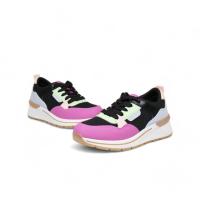 HLuna Zapatillas deportivas Sneakers de mujer color rosa fucsia y negro con cordones jf3093 - details 2