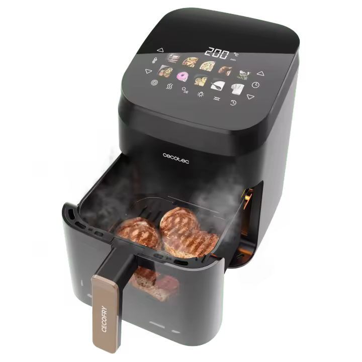 Freidora de aire 4.5L 1900W dorados perfectos y sabor a parrilla en carnes saludables Cecofry Grill Smokin 4500 - 1