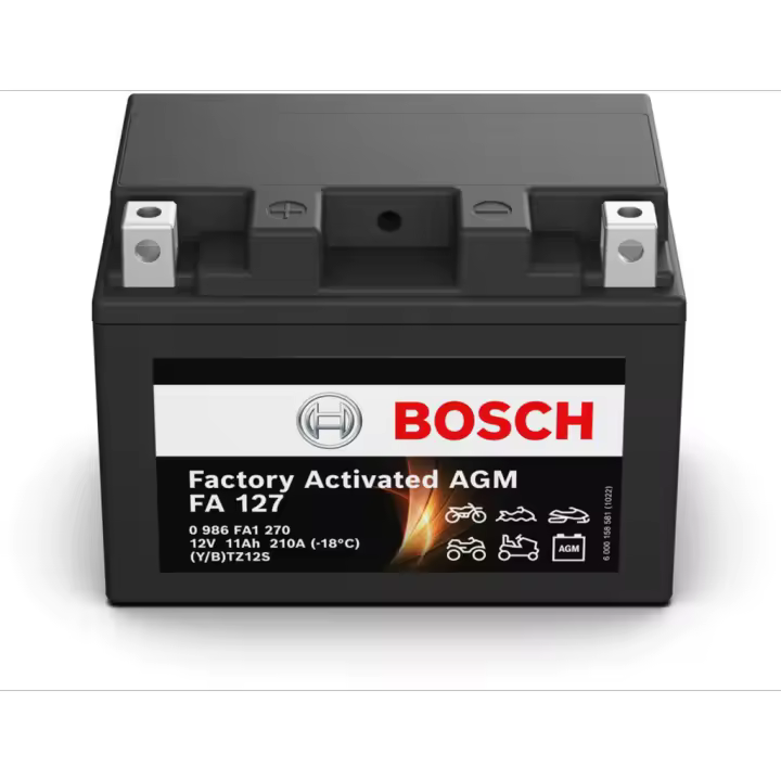 Batería de moto Bosch FA128 - AGM. Tecnología AGM. 12V - 11Ah/100A (EN) - 1