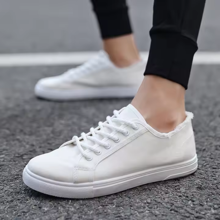 Zapatillas De Lona Blanco Clásico Para Hombre Verano Transpirables Zapatos Casuales De Bajo Talle Antideslizantes Resistentes Al Desgaste - 1