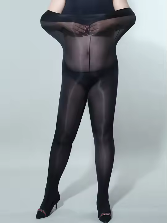 Pantimedias De Nylon Ultradelgadas Para Mujer Gran Caballo Brillo Sólido Smooth Silky Tamaño Elastic Lencería De Perspectiva - 1