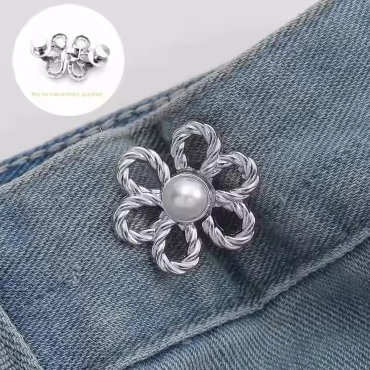 Botones De Metal Hueco Para Ajuste De Cintura De Jeans Para Mujer Botones Combinados Para Pantalones Anchos-a-Narrow - 1