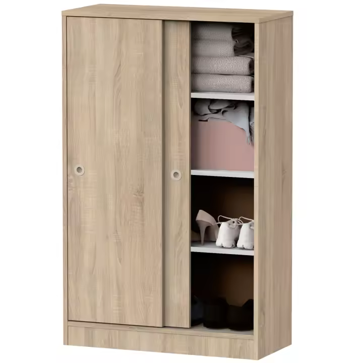 Briebe Nova Armario Dormitorio, Multiusos, Baño, Mueble Cocina, Zapatero 2 Puertas Correderas 120x74x33 cm, , Madera - 1