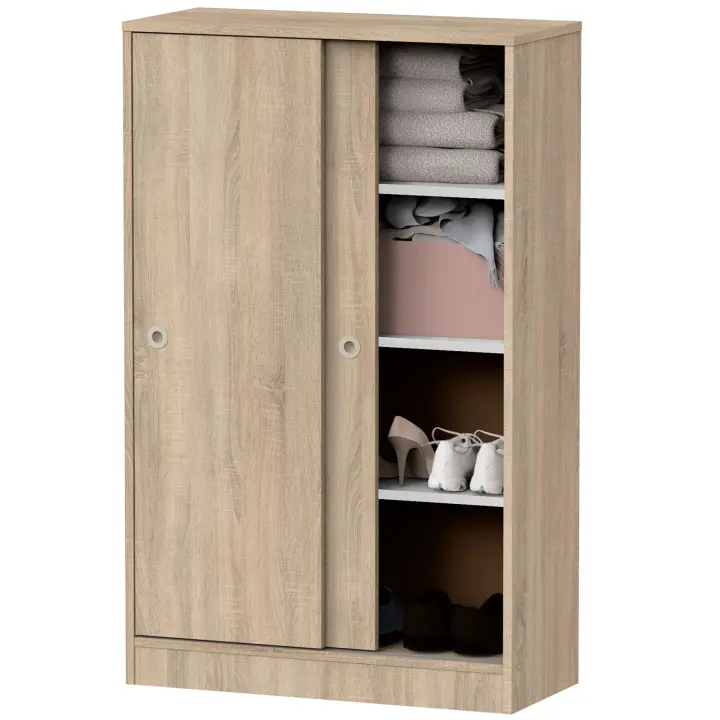 Briebe Nova Armario Dormitorio, Multiusos, Baño, Mueble Cocina, Zapatero 2 Puertas Correderas 120x74x33 cm, , Madera - 1