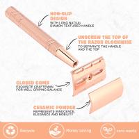 Afeitadora De Seguridad Doble Cuchilla Reutilizable Para Mujeres Y Hombres Con 10 Hojas De Afeitar Metal DE Afeitadora Para Barba Y Cuerpo - details 1