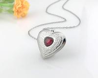 Collar con medallón de piedras natales que contiene imágenes, medallón de fotos con forma de corazón de amor, collar con cristales, colgante, regalos de cumpleaños - details 1