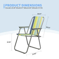S7 STAR Silla Playa Plegable a Rayas, Portátil Silla Ligera Estructura de Acero Resistente, Silla de Moda para Piscina Camping Jardín, Sillón Resistente con Reposabrazos, Silla de Playa Alta Plegable y reclinable - details 7