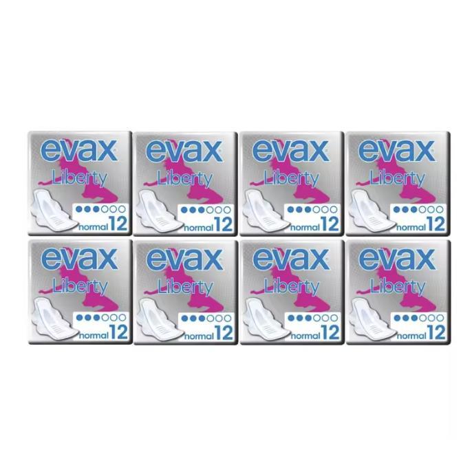 Evax-Pack Evax Liberty Normal Compresas Con Alas 96u-Super Alas - 80 unidades- Noche Compresas 72u