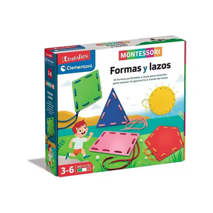 Montessori Formas y Lazos, Juego Educativo Geometría, Juguete en Español edad +3 años CLE54508 - 1