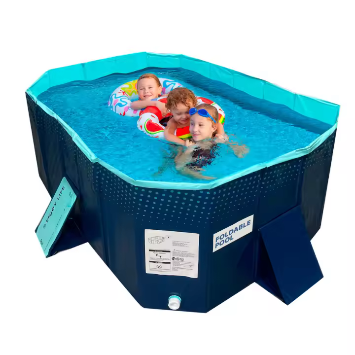 INDUSTEX - Piscina Plegable Foldable Pool, 130X90X45cm, Piscina para niños, Piscina para Perros portátil, Piscina Plegable, bañera, Piscina Juguete, Adecuada para niños, Mascotas Medianas - 1