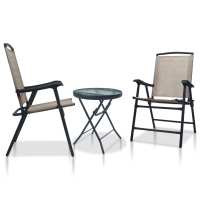vidaXL Mesa y sillas de bistró 3 piezas acero color en color Crema/Gris/Taupé y más | cómodas modernas ergonómicas para comedor cocina salón hogar - details 2