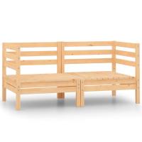 vidaXL Sofás de esquina de jardín 2 uds madera maciza de pino en color Negro/Gris/Blanco y más - details 3