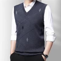 Suéter De Casual Para Hombre Chaqueta Sin Mangas Gruesa Para Otoño E Invierno Suéter De Lana Técnica Estilo Inteligente Con Patrón Geométrico - details 6