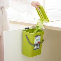 Cesta De Basura Ecológica De Plástico Verde Con Tapa Para Cocina Contenedor De Residuos Alimentos Pequeño Bins De Compostaje Montado En La Pared - details 0