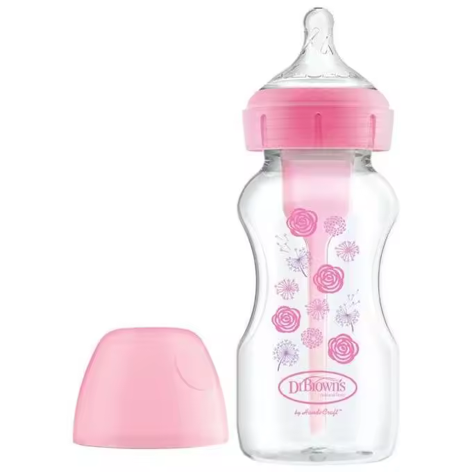 Dr Brown'S Biberon Silicona Natural Flow Rosa Flores 270Ml 1Ud - 1