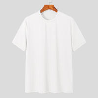 Camiseta De Verano Para Hombre Lujo Ligero Suéter De Lana Estilo Coreano Cuello Redondo Manga Larga Color Sólido Suave Básico Popular - details 12