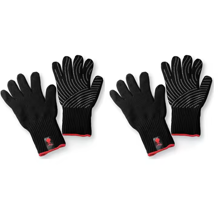 Weber Premium Grill Gloves - Size L/XL, 1 Pair, made of Kevlar blend fabric, Black with Silicone knobs, protection against very high temperatures - Black (6670) (Pack of 2) - 1