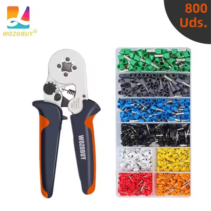 Kit De Herramienta De Crimpado De Ferrules WOZOBUY Con Terminales De Cable Aislados Herramienta De Crimpado De Cables Eléctricos De Acero Al Carbono - 1