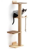 Árbol para Gatos de 127 cm, Montado en la Pared, con Cama para Gatos, Poste Rascador y colchoneta de Yute, árbol Rascador para Gatos Hecho de Madera de Caucho sólida Natural, Grande - details 0