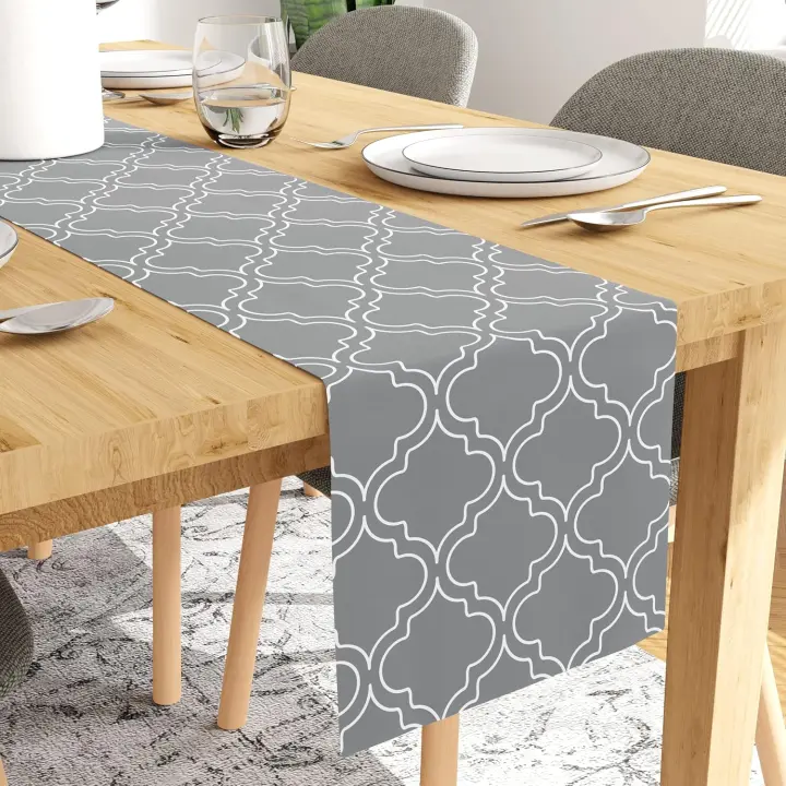 Camino de mesa de comedor para 4 a 6 personas - Algodón Premium - Estampado - Tamaño 33x183 cm - Mantel decorativo para mesa de centro y de café - 1