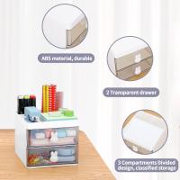 Organizador De Escritorio Pequeño Con Cajón Para Oficina Almacenamiento De Papelería Estuche Para Maquillaje Tarjetas De Negocios Bolígrafos Móvil - details 2