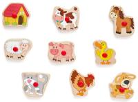 Puzle de encajables de madera con sellos de estampación animales de granja - Juego creativo de construcción y diseño en madera - details 1