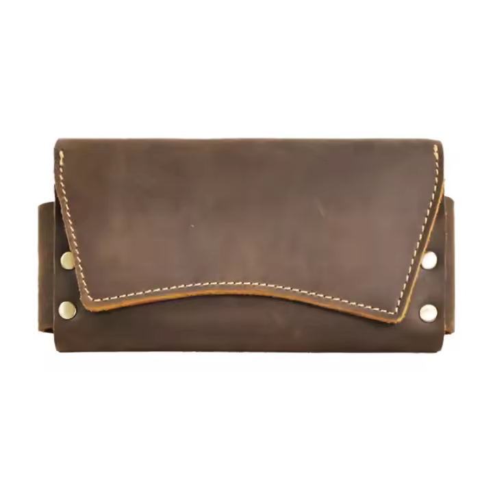 Bolsa De Cintura Para Hombre De Cuero Genuino Retro 1 Pieza Dos Maneras De Usar Con Clip De Cuero Multifuncional Bolsa De Teléfono Zero Monedero - 1