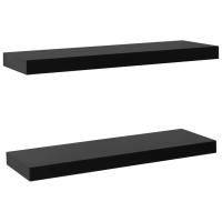 vidaXL Estantes flotantes de pared 2 unidades negro 40x20x3.8 cm, 60x20x3.8 cm, 80x20x3.8 cm Mueble Almacenaje Estantería para Oficina, Estudio, Dormitorio Estantería/Librería/ mueble de Almacenamiento - details 2