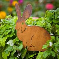 Palillo De Jardín De Conejo De Metal Rustico Silueta De Conejito Rostro Roto Decoración De Jardín Para Casa En El Campo Perfecto Para Navidad Y Pascua - details 4