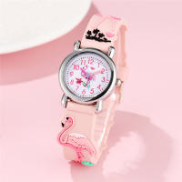 Reloj Infantil De Cuclillas Con Patrón De Flamenco Divertido Resistente Al Agua De Moda Y Casual Con Marcadores Arábigos Y Correa De Goma - details 1
