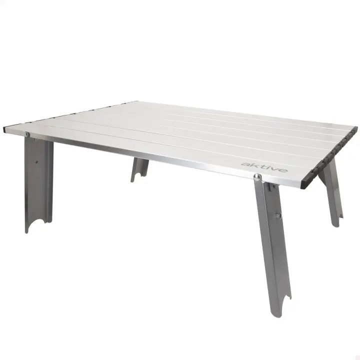 Aktive - Mesa plegable camping, 55x41x20 cm, de aluminio, ligera y resistente, peso máx. 20 kg, incluye funda de transporte y almacenaje, con anclajes de seguridad, acampada, enrrollable, exterior, mesas plegables, campismo, accesorios para acampar - 1