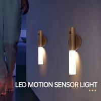 Lámpara Magnética De Pared En Color Madera Con Sensor De Movimiento Luz Nocturna Recargable Para Armario Cocina Escalera Emergencia - details 1