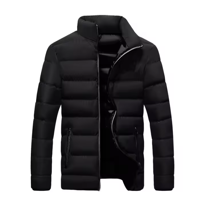 Nueva Chaqueta De Invierno Para Hombre Con Cuello Erguido Y Cremallera Chaqueta De Algodón Gruesa De Manga Larga Tallas Grandes - 1