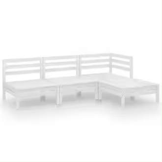 VIDAXL 3082628 conjunto de sofás y mesa para jardín de madera de pino maciza con un acabado en color blanco vida xl - 1