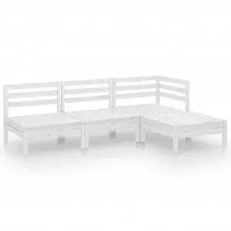 VIDAXL 3082628 conjunto de sofás y mesa para jardín de madera de pino maciza con un acabado en color blanco vida xl - 1