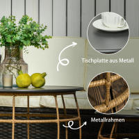 Mesa Auxiliar Set de 2 Mesa de Centro Tejida mano con tablero Terraza de Jardín Ø46 Ø 60 cm Color Arena - details 1