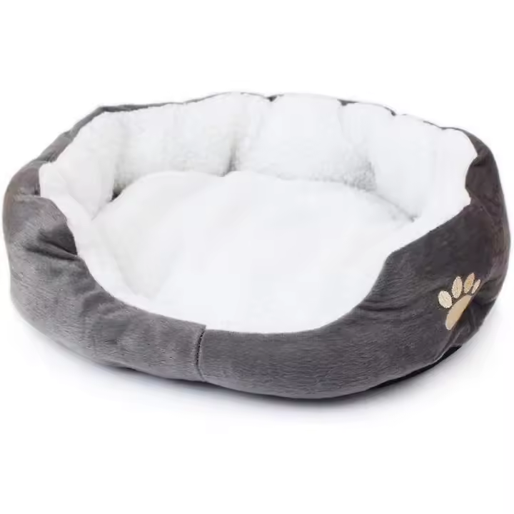 Cama para mascotas para Gatos y Perros Pequeños y medianos, canasta con el Juguete, Redonda U ovalada, forma de donut, Cama nest para mascotas, Gris, 50x40 - 1