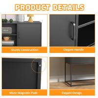 Decorativo de metal Negro, aparador y Caja Fuerte de Casillero, Estructura metálica robusta con elegante color Negro, H 75 cm x W 120 cm x P 40 cm - details 7